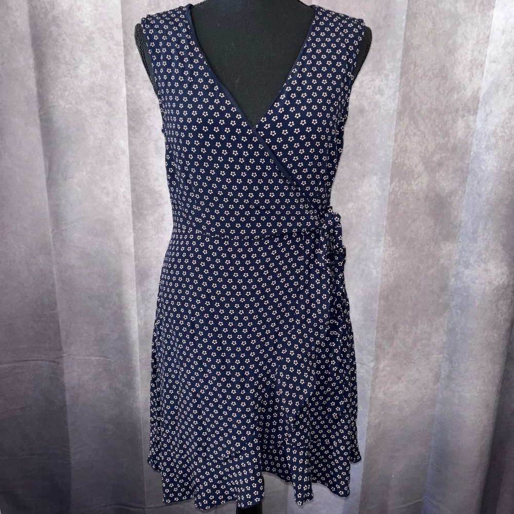 Sanctuary Womens Small Navy Blue Floral Wrap Mini‎ Dress Cottagecore Summer
